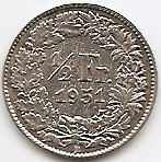 Elvetia 1/2 Franc 1951 Argint 2.5g/0.835 KM-23 foto