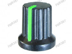Buton pentru potentiometru, 15mm, plastic, negru-verde, 15x15mm - 127083 foto