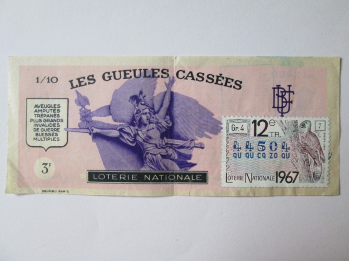 BILET LOTERIA FRANCEZA 1967