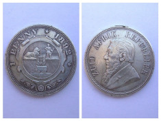 AFRICA 1 PENNY 1892, MONEDA SUFLATA CU ARGINT, MONEDA RARA foto