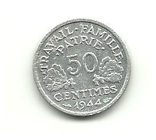Franta 50 centimes 1944 cc foto
