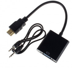 Adaptor convertor HDMI la VGA - HDMI TO VGA + cablu audio - full hd , noi foto