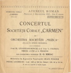 PROGRAM ATENEUL ROMAN 1925 foto