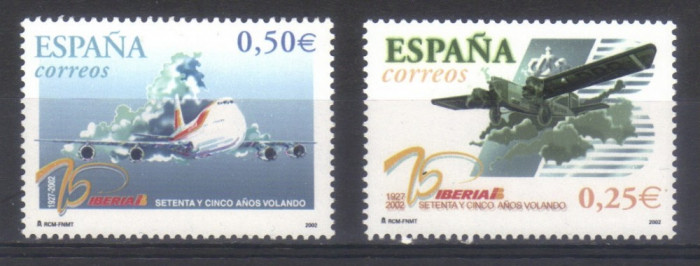 SPANIA 2002, Aviatie, serie neuzată, MNH