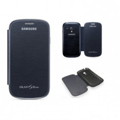 Husa Flip Cover Samsung Galaxy S3 Mini i8190 albastra ORIGINALA foto