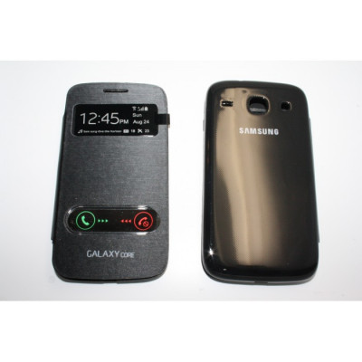 Husa Flip Cover S-View Samsung Galaxy Core i8260 neagra foto