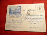 Carte Postala francat. mecanica germana, Asoc. Crescatorilor de Albine din RSR, Circulata, Printata