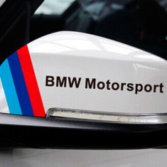 Set 2 buc Sticker Logo BMW Motorsport pentru oglinzi laterale scris NEGRU