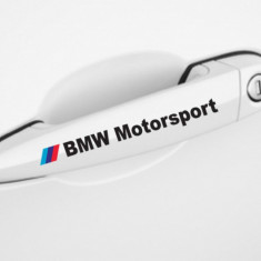 Set 4 buc Sticker Logo BMW Motorsport pentru manere usi scris NEGRU