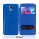 Husa S view albastra Samsung Galaxy S5 i9600 G900 + folie ecran, Albastru, Cu clapeta