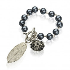 Bratara perle cu charm frunza inchizatoare 180mm foto
