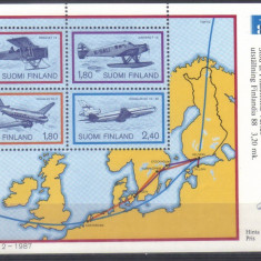 FINLANDA 1988, Aviatie, serie neuzata, MNH