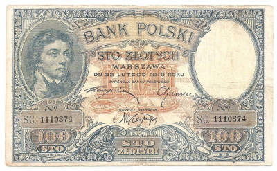 POLONIA 100 Zlotych 1919 (1924) F foto