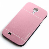 Husa roz pink aluminiu + plastic MOTOMO Samsung Galaxy S4 i9500 i9505 + folie, Metal / Aluminiu