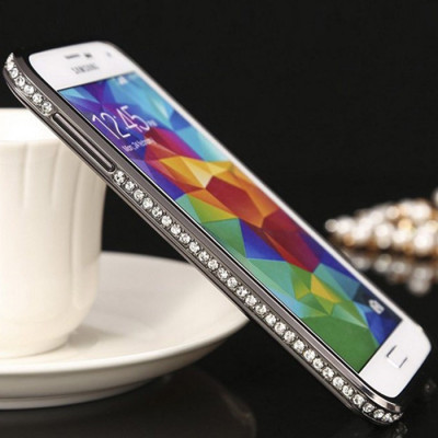 Bumper cristale aluminiu negru Samsung Galaxy S5 i9600 G900 + folie foto