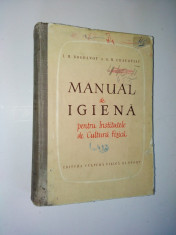 Manual de igiena, pentru institutele de cultura fizica Ed. Medicala 1950 foto