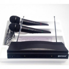 Set 2 microfoane wireless karaoke reciver cu doaua antene foto