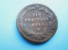 Moneda Austria1 kreutzer 1780, bronze. foto