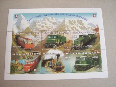 Ciad 1998 trenuri 1619-24 kleib. + bl.279 MNH w05 foto