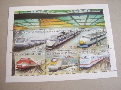 Ciad 1998 trenuri 1606-1611 kleib. + bl.278 MNH w05 foto