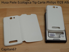 Husa Piele Ecologicai Tip Carte Philips I928 Alb foto