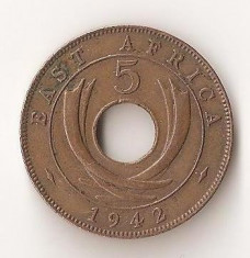 Moneda 5 cents 1942 - East Africa foto