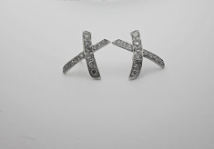 Cercei cu diamante / aur alb / diamante taietura briliant 0.84ct foto