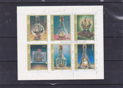 Miniaturi corabii in sticle ,carnet ,Iugoslavia. foto