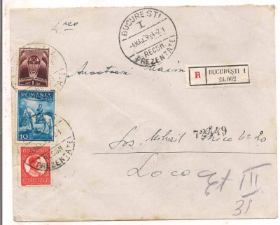 % plic scrisoare-RECOMANDAT-anul 1934 foto