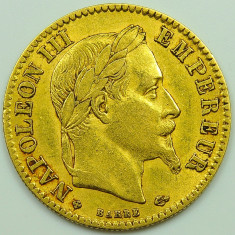 ticuzz - Franta 1868 BB (Strasbourg) 10 Franci - Moneda de AUR - Napoleon III foto