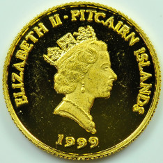 ticuzz - Insulele Pitcairn 10 $ 1999 - HMS Briton - moneda de aur foto