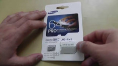 SAMSUNG 64GB PRO microSDXCC UHS-I CARD cu adapter, 10 ANI GARANTIE, FACTURA foto