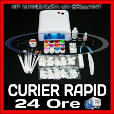 KIT UNGHII FALSE GEL UV MANICHIURA, 12 GELURI COCO - VARIANTA BRILLIANT foto