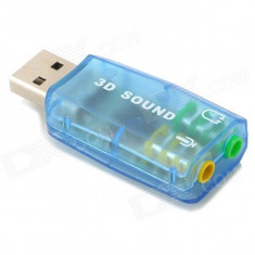 Placa de Sunet Externa Usb Virtual 3D Sound. Ideal Mixat. Albastru foto