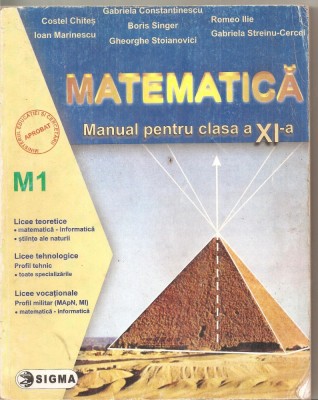 (C6037) MATEMATICA. MANUAL PENTRU CLASA A XI-A DE GABRIELA CONSTANTINESCU foto