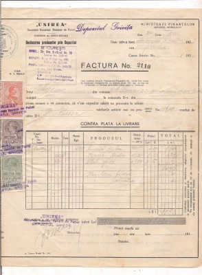 % factura cu antet 1937-UNIREA foto