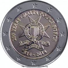 moneda MALTA 2 euro comemorativa 2014 - Politie, UNC foto