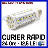 BEC LED E14, E27 - 44 SMD 5050 - ECHIVALENT 50W - ALB CALD, ALB RECE - 220V, 20 - 50, &gt; 10000, Becuri economice, ZDM