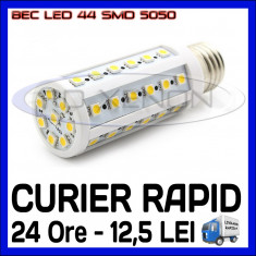 BEC LED E14, E27 - 44 SMD 5050 - ECHIVALENT 50W - ALB CALD, ALB RECE - 220V