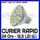 SPOT LED MR16, GU10, E14, E27 - 27 SMD 5050 - ECHIVALENT 30W - ALB RECE SAU CALD, Becuri LED, Rece (4100 - 4999 K)