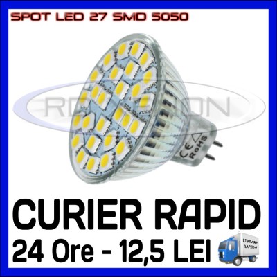 SPOT LED MR16, GU10, E14, E27 - 27 SMD 5050 - ECHIVALENT 30W - ALB RECE SAU CALD foto