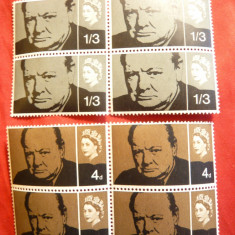 Serie- Bloc - Churchill 1965 Marea Britanie 1965 -2 val.x4