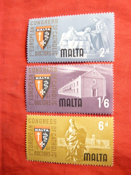 Serie Congres Catolic 1964 Malta , 3 val.