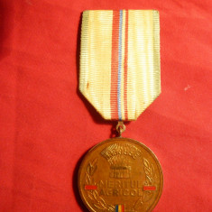 Medalia si Legitimatia-Brevet Meritul Agricol , bronz si email