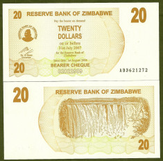 ZIMBABWE 20 DOLARI DOLLARS 2006 , UNC [1] P-40 , necirculata foto