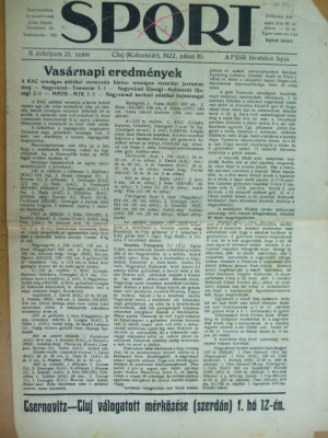 Sport Cluj Kolozsvar 1922 10 iulie ziar sportiv limba maghiara foto