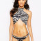 Costum de baie intreg : Lipsy Leopard Halter Cross Over Suit