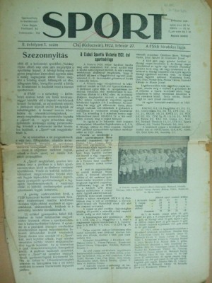 Sport Cluj Kolozsvar 1922 27 februarie ziar sportiv limba maghiara foto