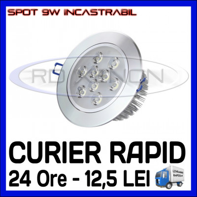 SPOT LED INCASTRABIL - 9W EPISTAR - ECHIVALENT 70W - ALB RECE SAU CALD foto