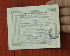 document PTTR - confirmare de primire anul 1977 !!! foto